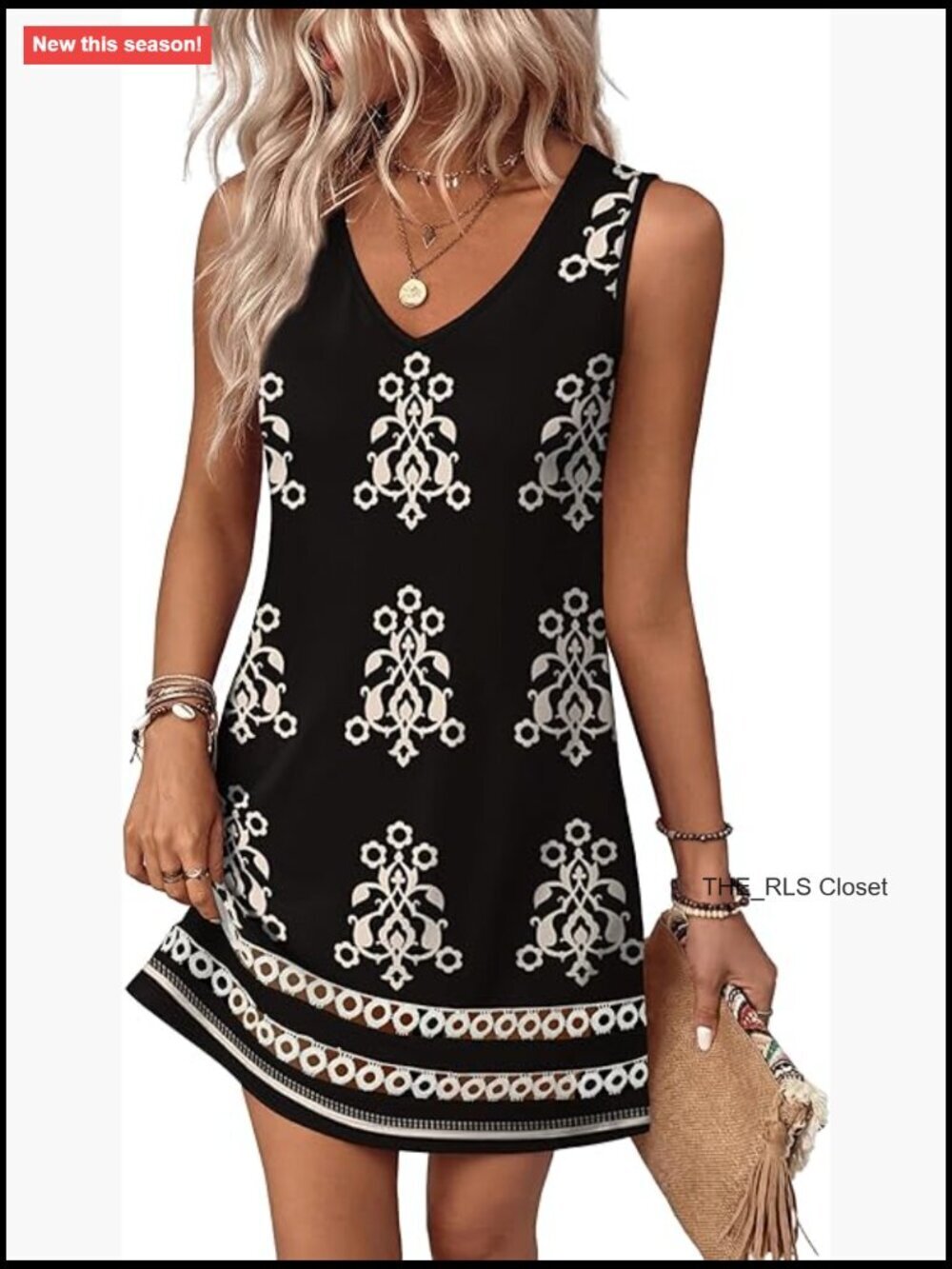 V Neck Sleeveless Lace Hem Boho Casual Dress Summer Beach Vacation